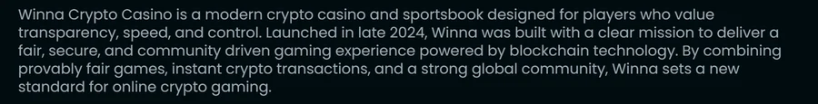Winna About page: Launched in late 2024, Winna was built with a clear mission