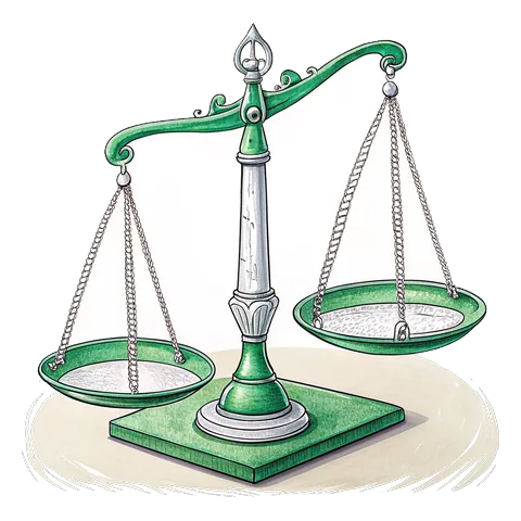 Line drawing of a balance scale