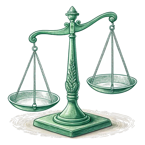 Line drawing of a balance scale