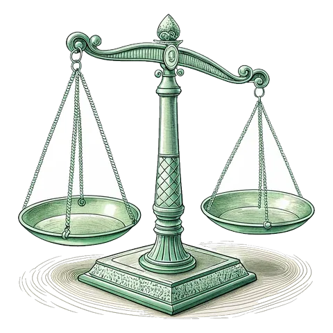 Line drawing of a balance scale