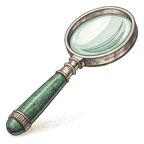 Line drawing of a magnifying glass