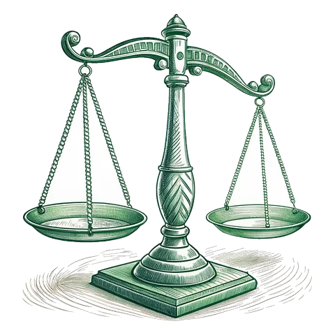 Line drawing of a balance scale