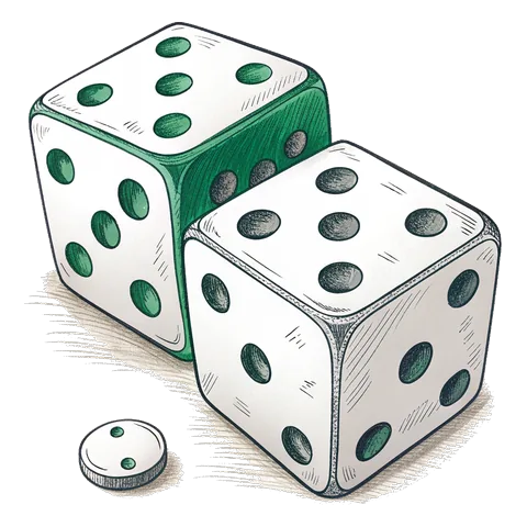 Line drawing of two six-sided dice