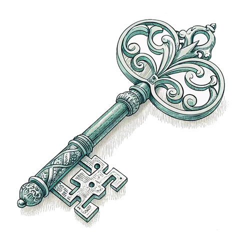 Line drawing of an old-fashioned key