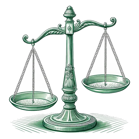 Line drawing of a balance scale