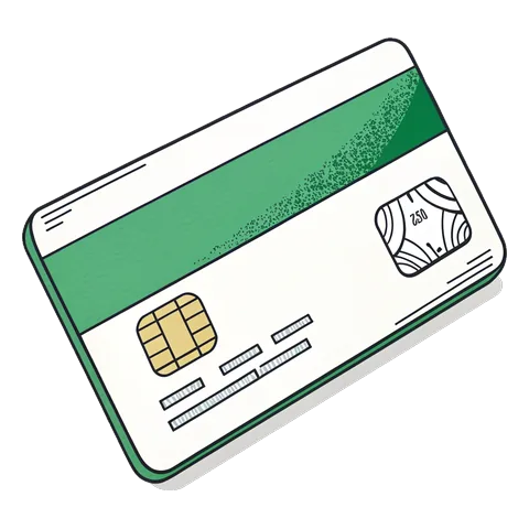 Line drawing of a plain bank card with a chip