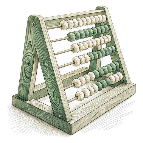 Line drawing of a wooden abacus