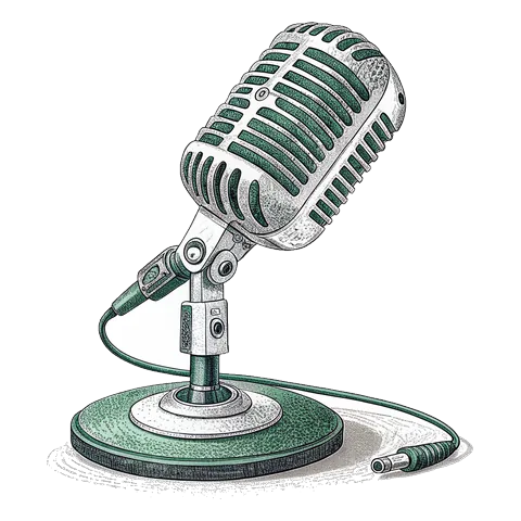Line drawing of a studio microphone on a stand