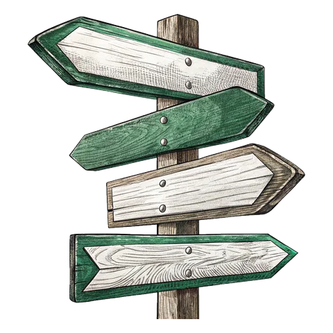 Line drawing of a blank signpost with arrows