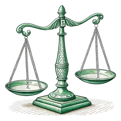 Line drawing of a balance scale