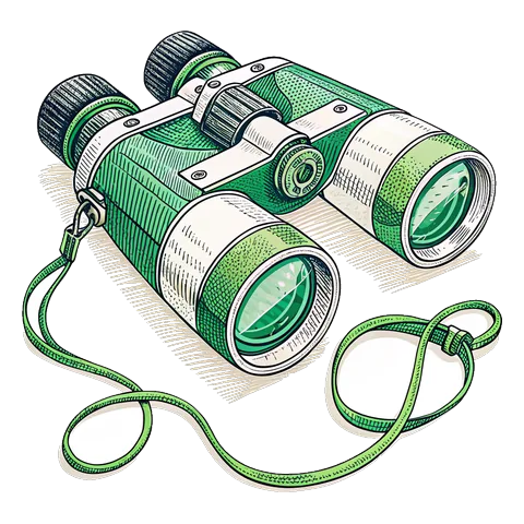 Line drawing of a pair of binoculars