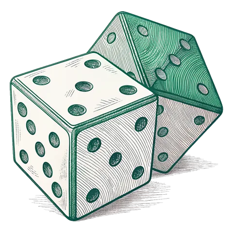 Line drawing of two six-sided dice